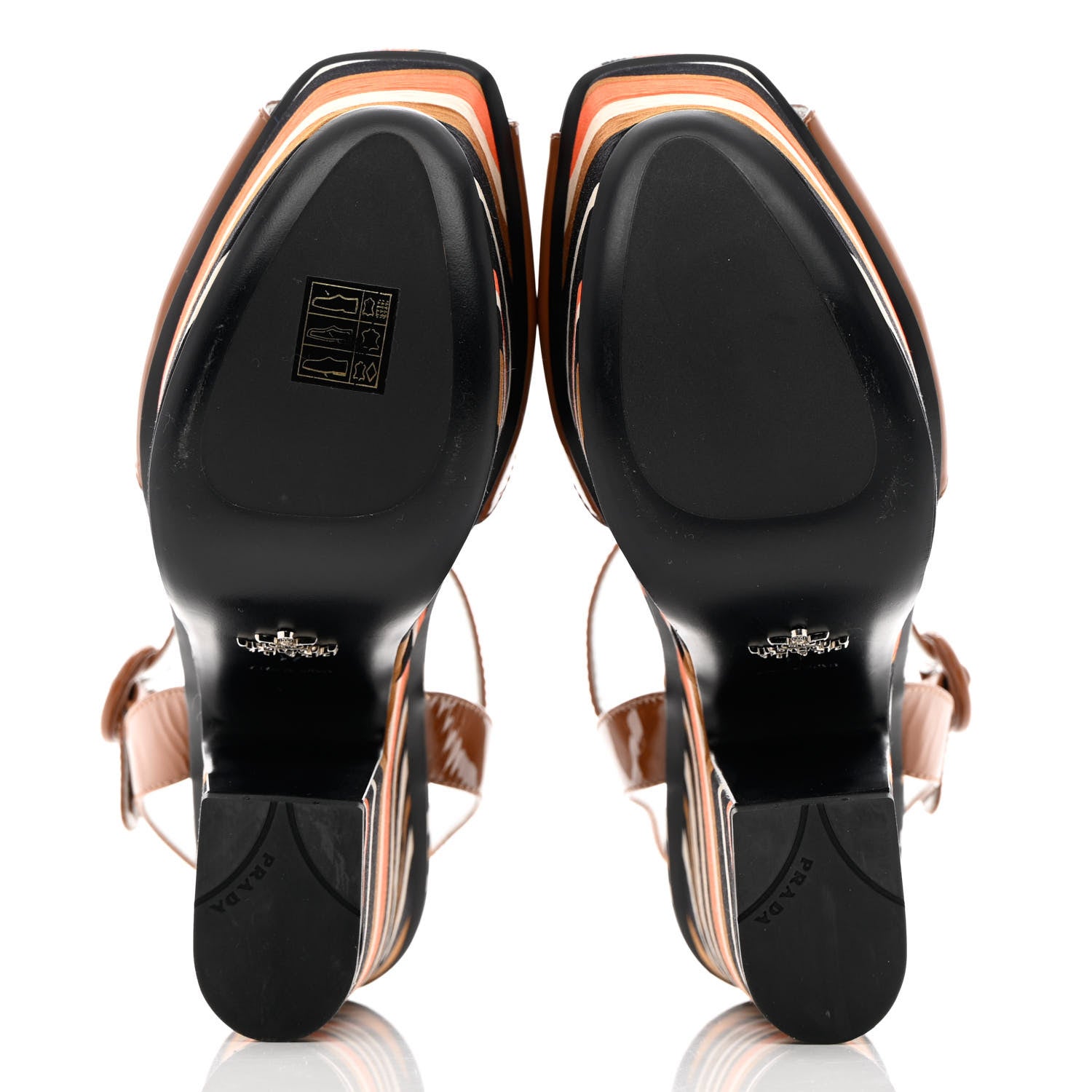 Prada Patent Wedge Sandals 41 Cognac Multicolor 5 of 13