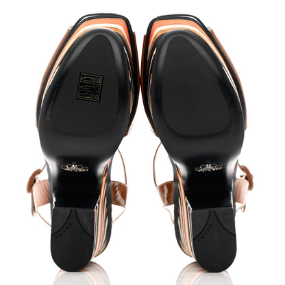 Prada Patent Wedge Sandals 41 Cognac Multicolor 5 of 13