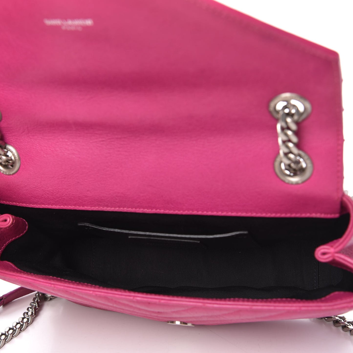Sheepskin Matelasse Chevron Medium Monogram Chain Bag Electric Pink