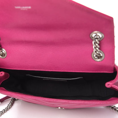 Saint Laurent Sheepskin Matelasse Chevron Medium Monogram Chain Bag Electric Pink 5 of 12