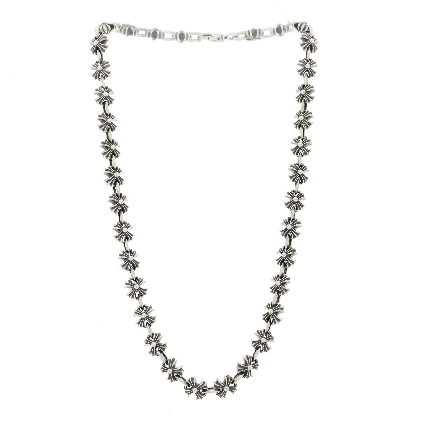 Sterling Silver Maltese Cross Link Necklace