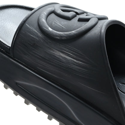 Gucci Soft Rubber Womens Interlocking G Platform 42mm Slide Sandals 39 Black 8 of 8