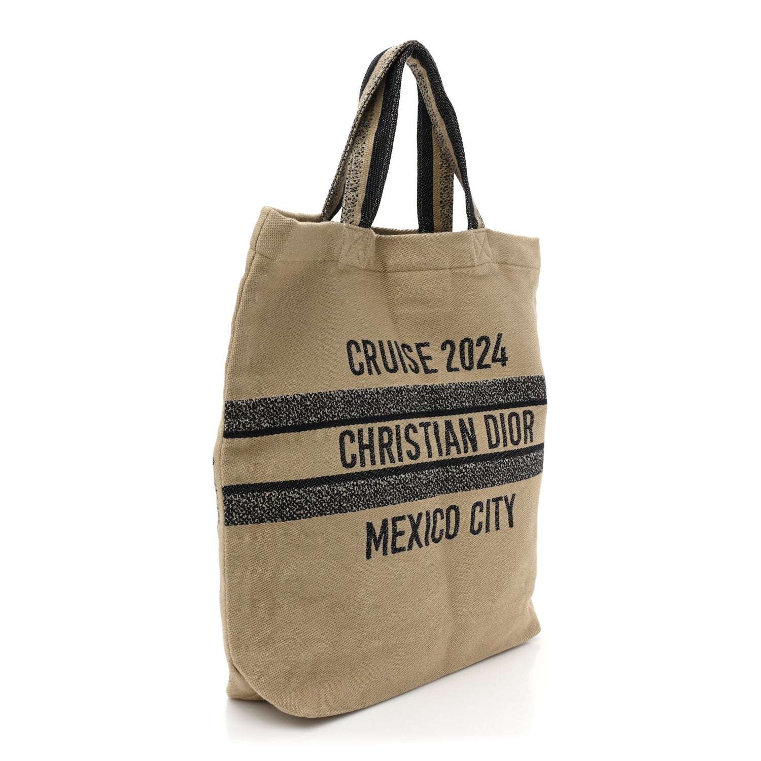 Christian Dior Canvas Print Cruise Tote Ivory Black 3 of 8