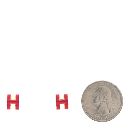 Hermes Rose Gold Lacquered Mini Pop H Earrings Rose Extreme 2 of 5
