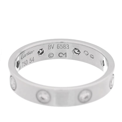 Cartier 18K White Gold 8 Diamond 4mm Wedding Band LOVE Ring 54 6.75 4 of 5