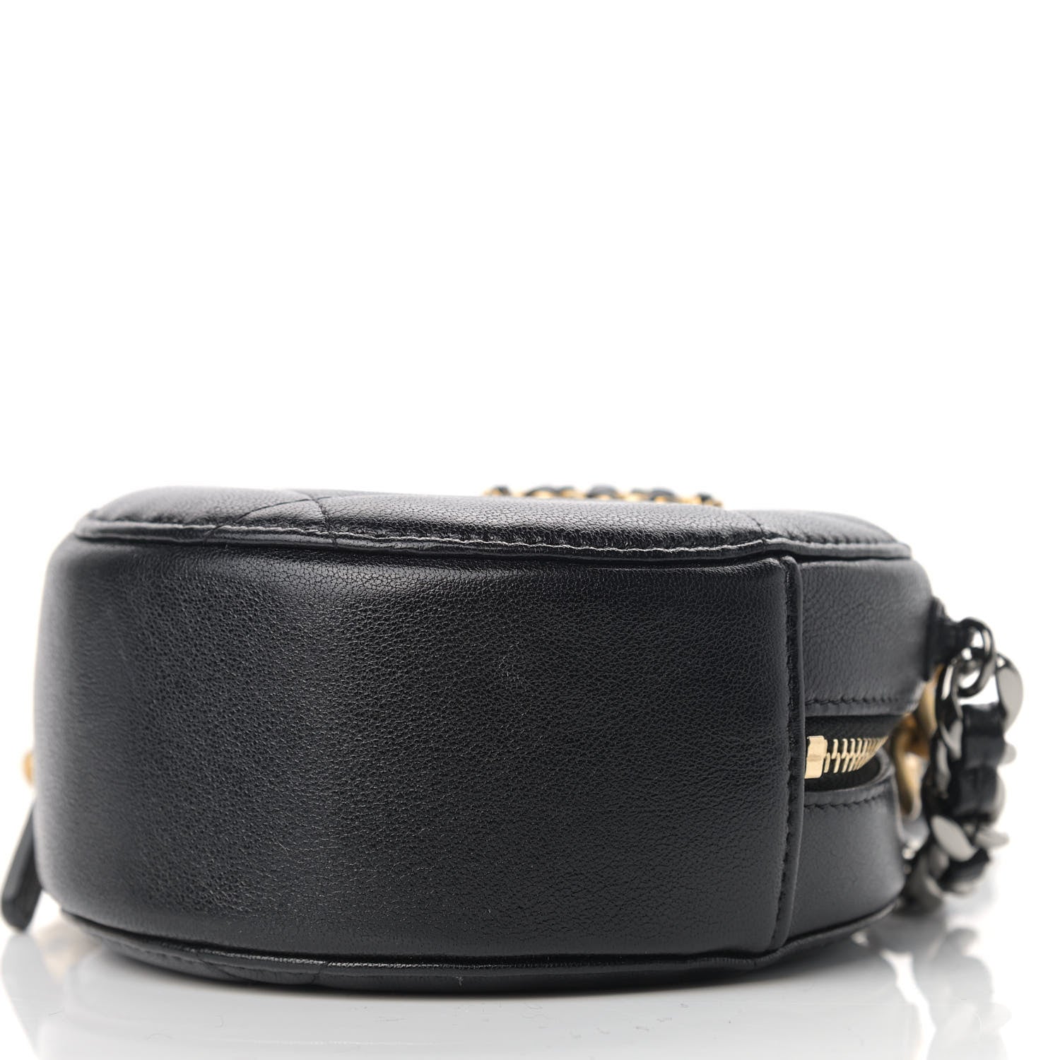 Chanel Shiny Goatskin Quilted Chanel 19 Round Clutch With Chain Black 9 of 11