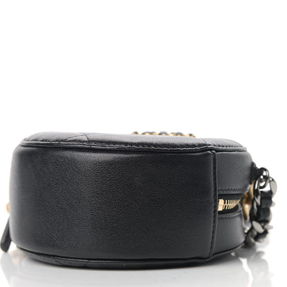 Chanel Shiny Goatskin Quilted Chanel 19 Round Clutch With Chain Black 9 of 11
