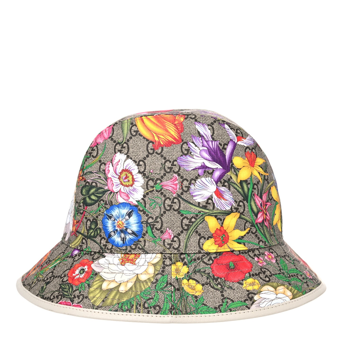 GG Supreme Monogram Flora Fedora Hat L White