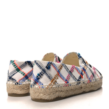 Chanel Tweed Grosgrain CC Espadrilles 36 White Blue Pink Green Black 4 of 10