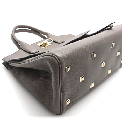 Salvatore Ferragamo Calfskin Large Studio Bag Caraway Seed 8 of 9