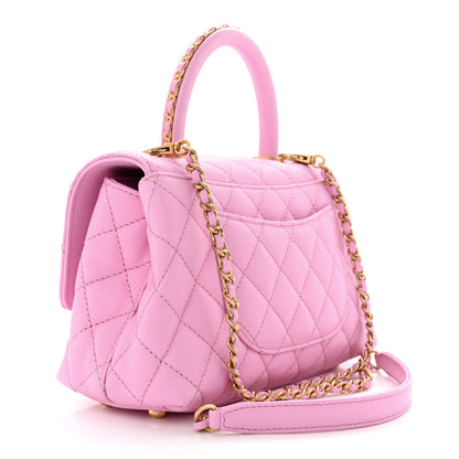 Chanel Caviar Quilted Mini Coco Chain Handle Flap Pink 3 of 10