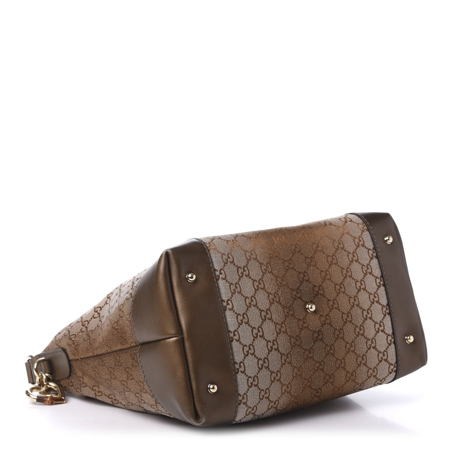 Monogram Lurex Medium Heart Bit Charm Hobo Bronze
