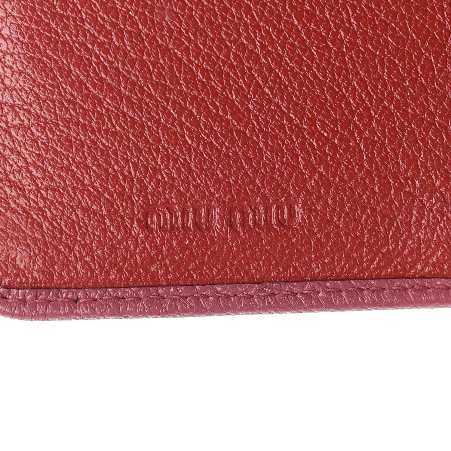 Miu Miu Goatskin Madras Bicolor Flap Wallet Fuoco Bruyere 6 of 6