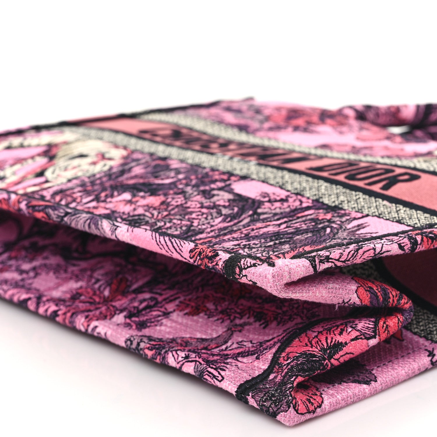 Christian Dior Canvas Embroidered Medium Toile de Jouy Voyage Book Tote Fuchsia Multicolor 10 of 10