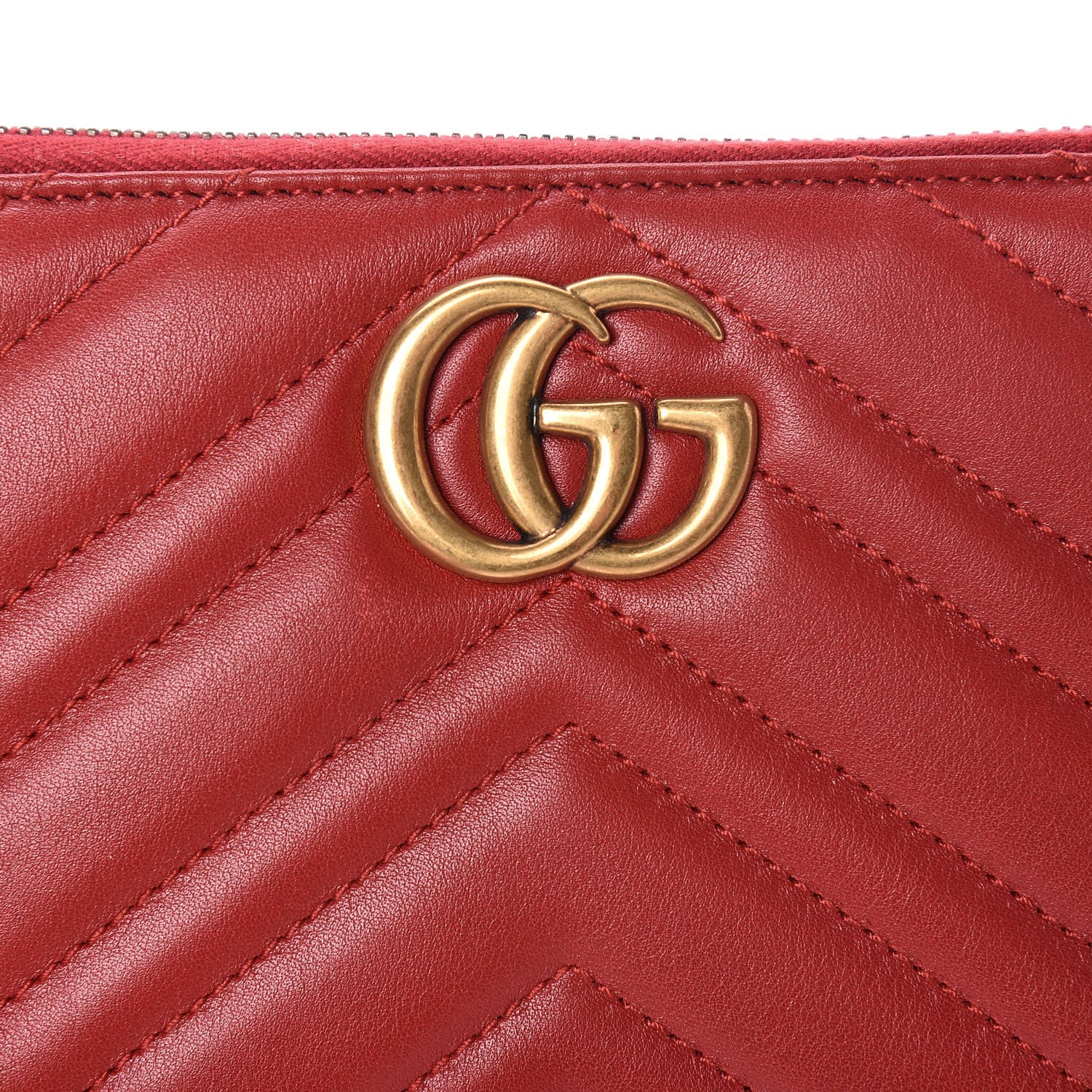 Gucci Calfskin Matelasse GG Marmont Zip Around Organizer Wallet Hibiscus Red 8 of 8