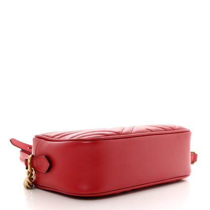 Gucci Calfskin Matelasse Small GG Marmont Chain Shoulder Bag Hibiscus Red 4 of 11