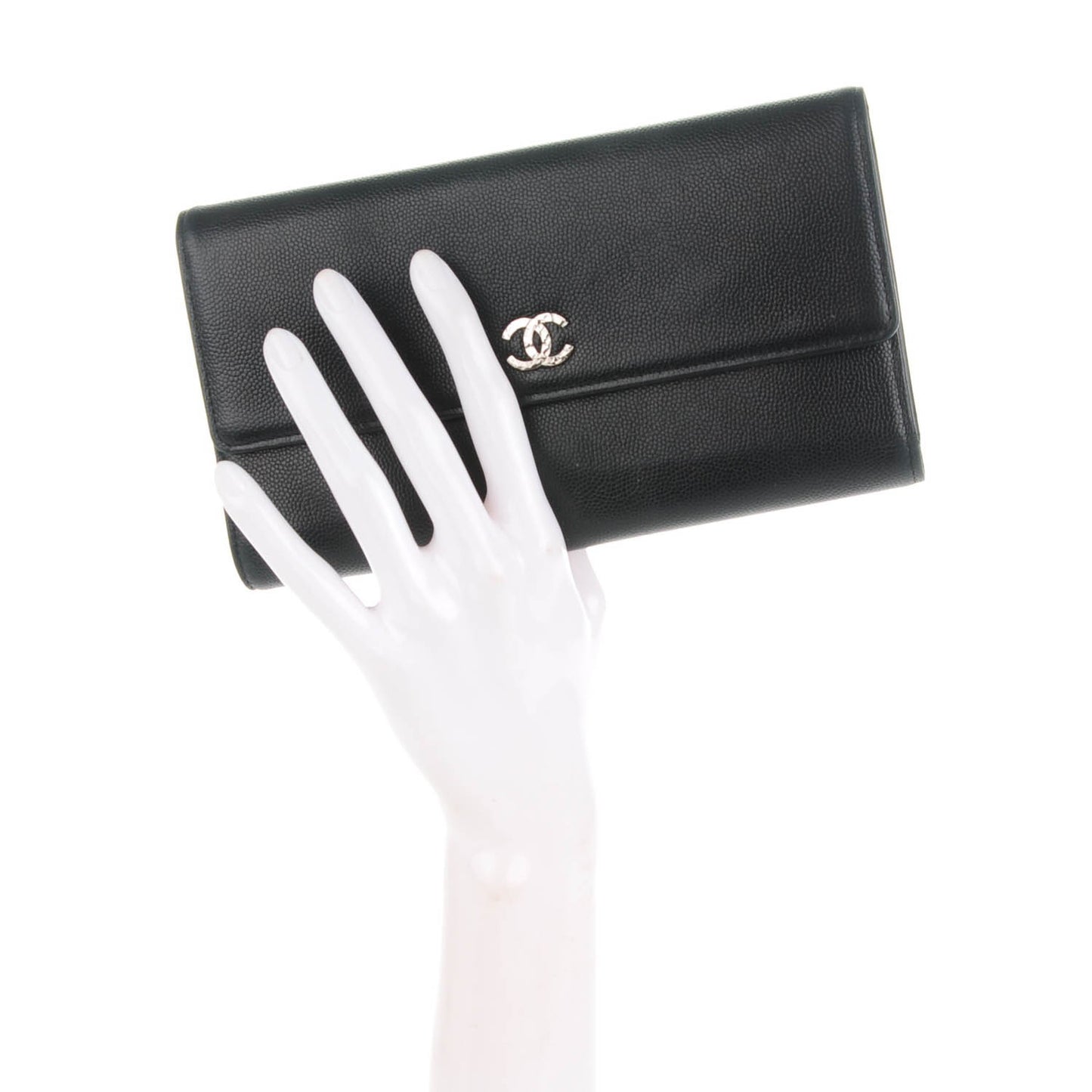Caviar Sevruga Long Flap Wallet Black