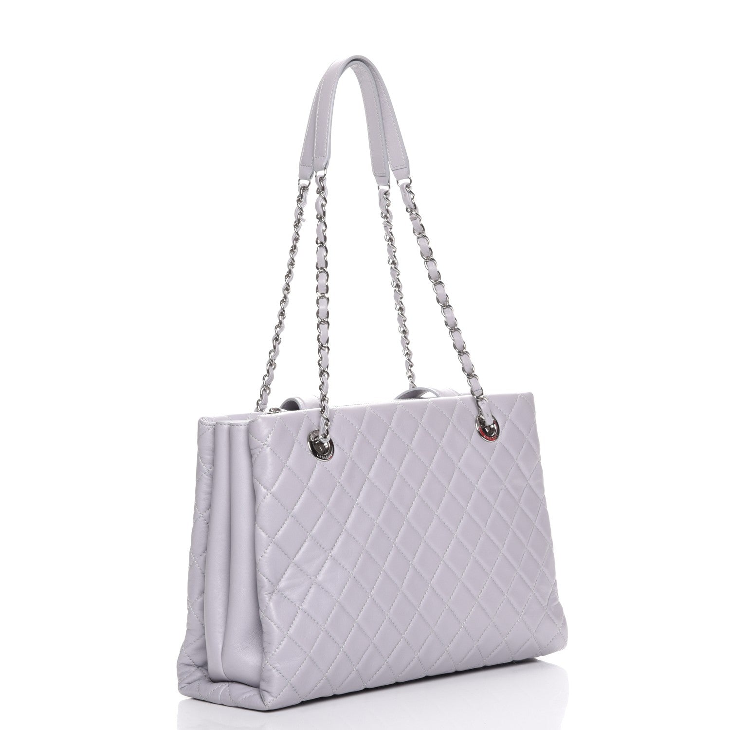 Chanel Lambskin Quilted By 3 Shopping Tote Light Grey 3 of 8