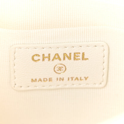 Chanel Shiny Crumpled Calfskin Quilted Clutch Bag White 8 of 11