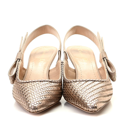 Christian Dior Laminated Calfskin Ribbon Crystal Woven J'Adior Slingback 65mm Pumps 35 Copper 3 of 10