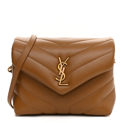 Saint Laurent Calfskin Y Quilted Monogram Toy Loulou Crossbody Bag Dark Natural 2 of 22