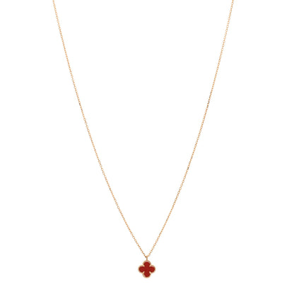 Van Cleef & Arpels 18K Rose Gold Carnelian Sweet Alhambra Pendant Necklace 1 of 3