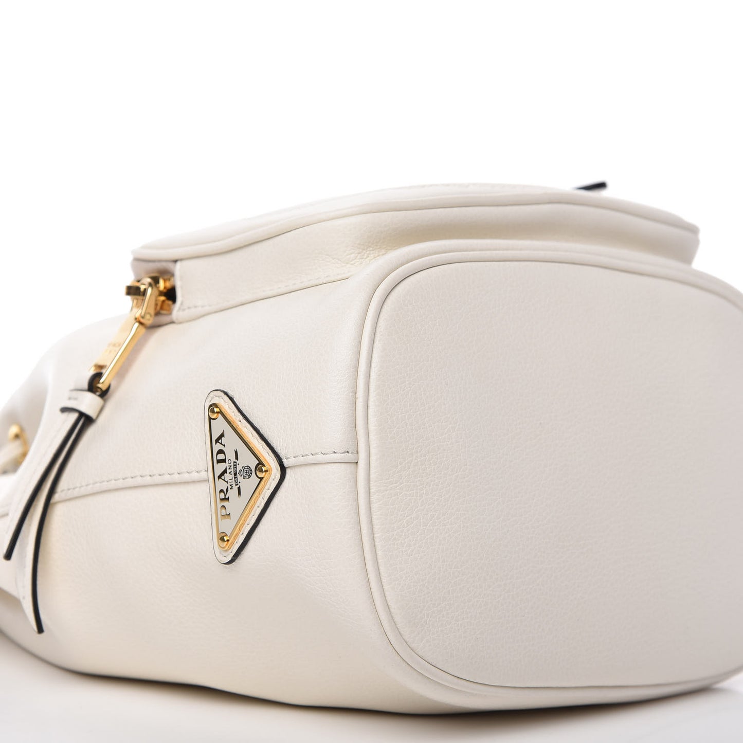 Glace Calfskin Logo Mini Bucket Crossbody Bag White