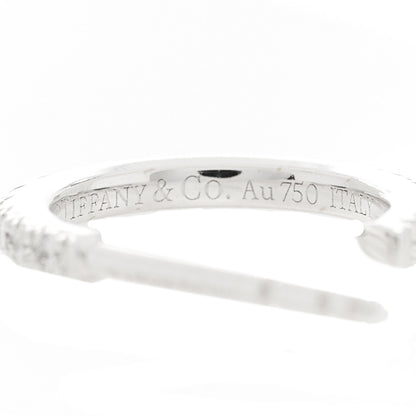 Tiffany 18K White Gold Diamond Small Metro Hoop Earrings 5 of 6