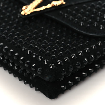 Versace Suede Studded Virtus Chain Clutch Black 9 of 9