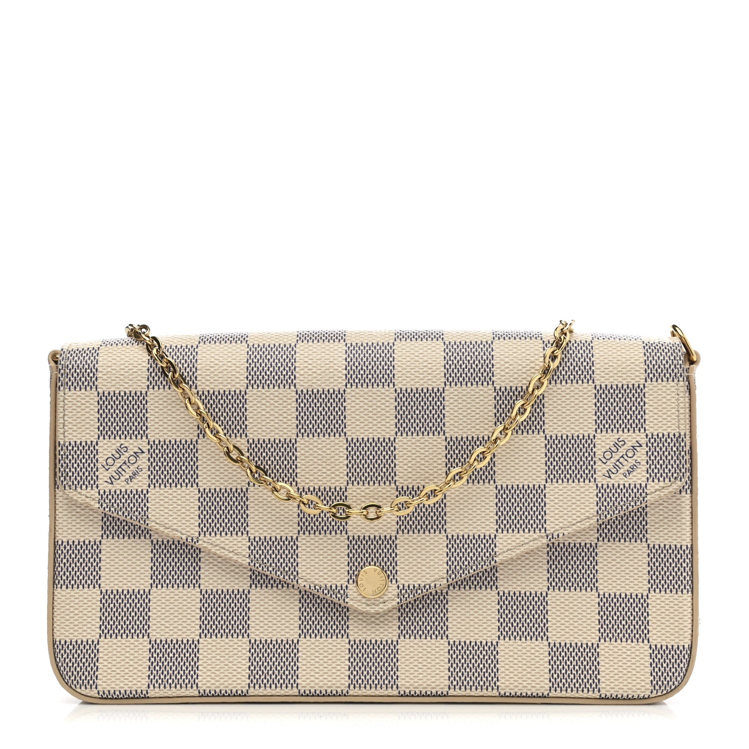 Louis Vuitton Damier Azur Pochette Felicie Chain Wallet Rose Ballerine 3 of 11