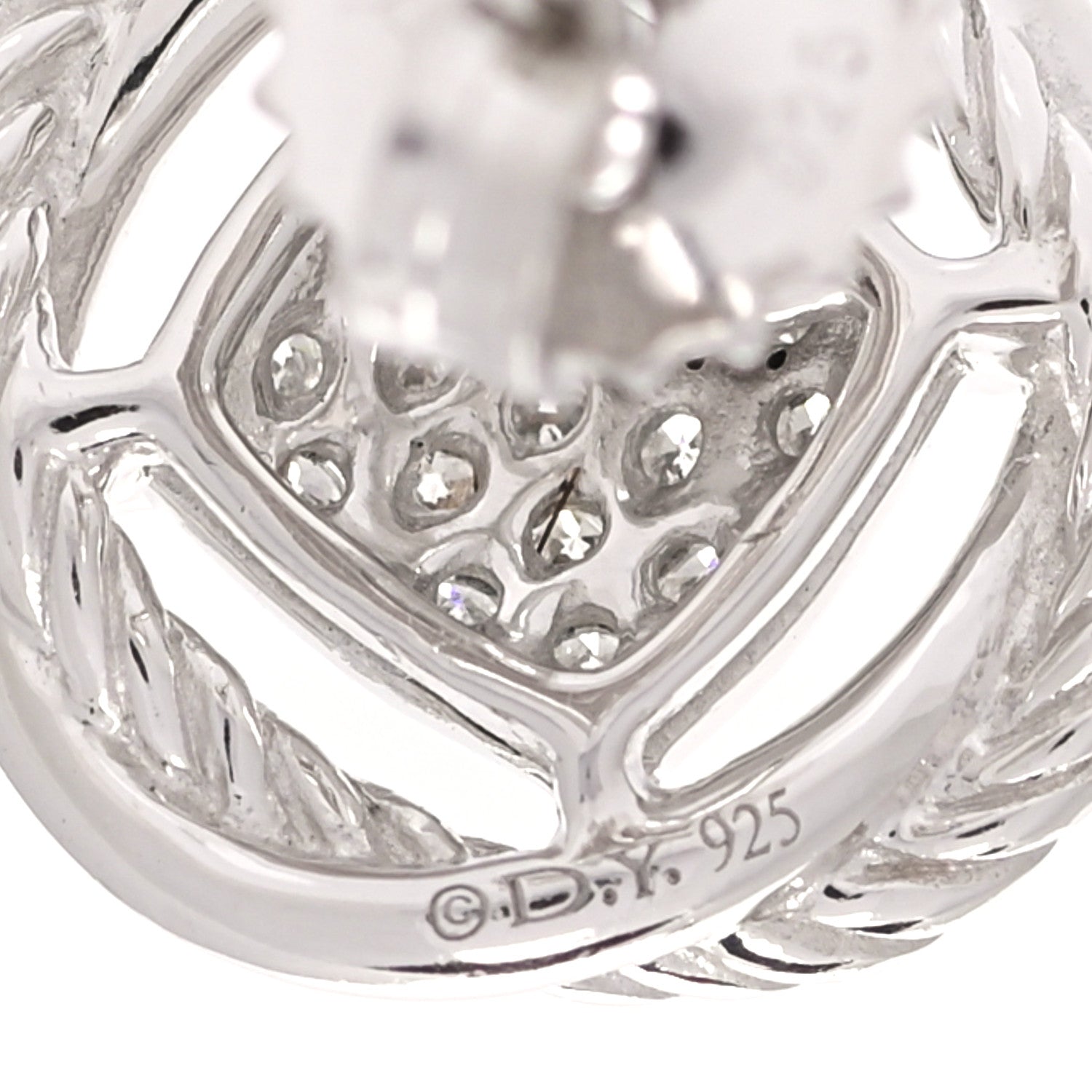 David Yurman Sterling Silver Diamond 13mm Infinity Earrings 4 of 5