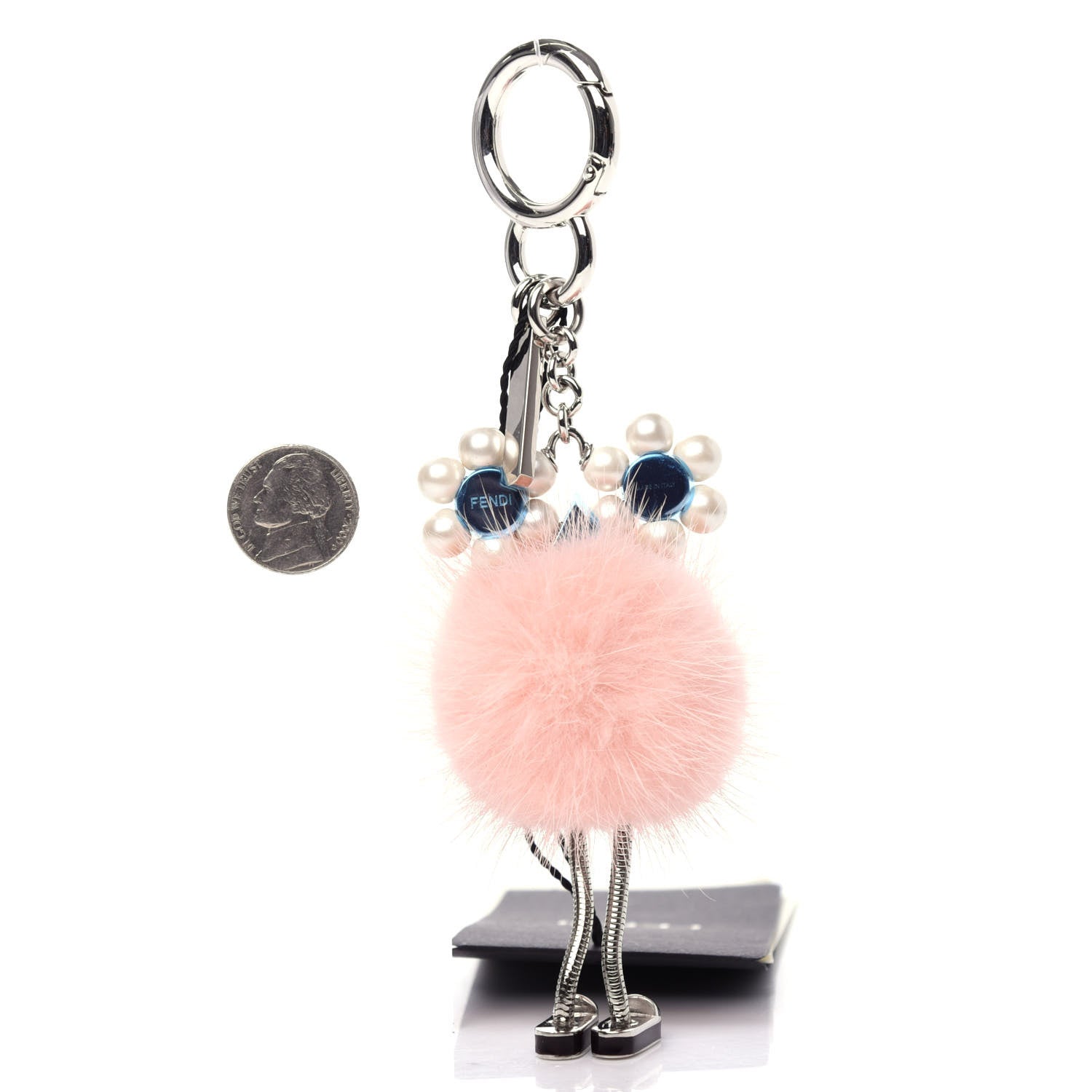 Fendi Mink Fur Pearl Chick Pom Pom Bag Charm Seashell 2 of 3