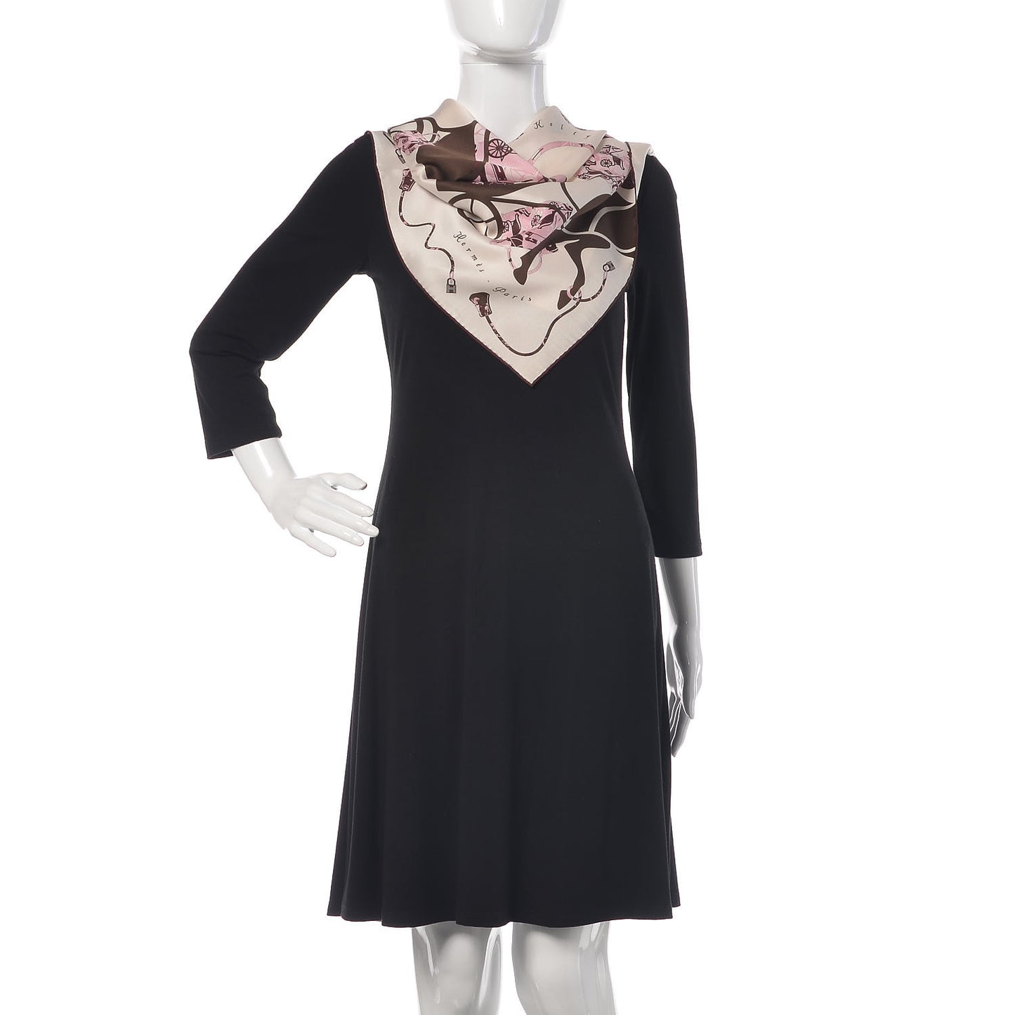 Silk Kelly en Caleche Scarf 70 Nacre Rose Rose Prune