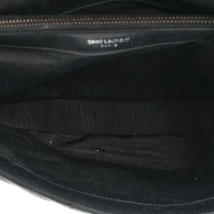 Saint Laurent Sheepskin Matelasse Chevron Monogram Large College Satchel Black 5 of 17