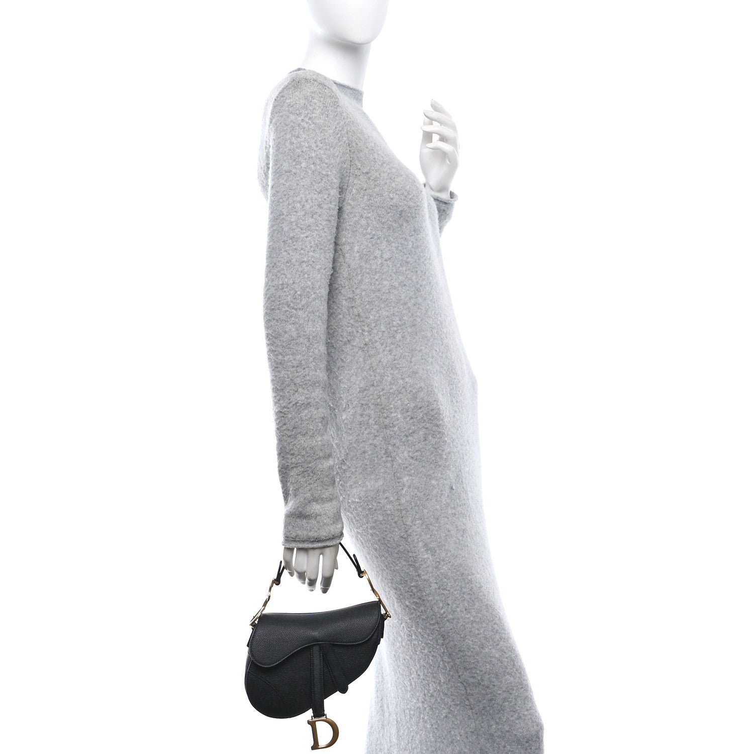 Christian Dior Grained Calfskin Mini Saddle Bag Black 2 of 9