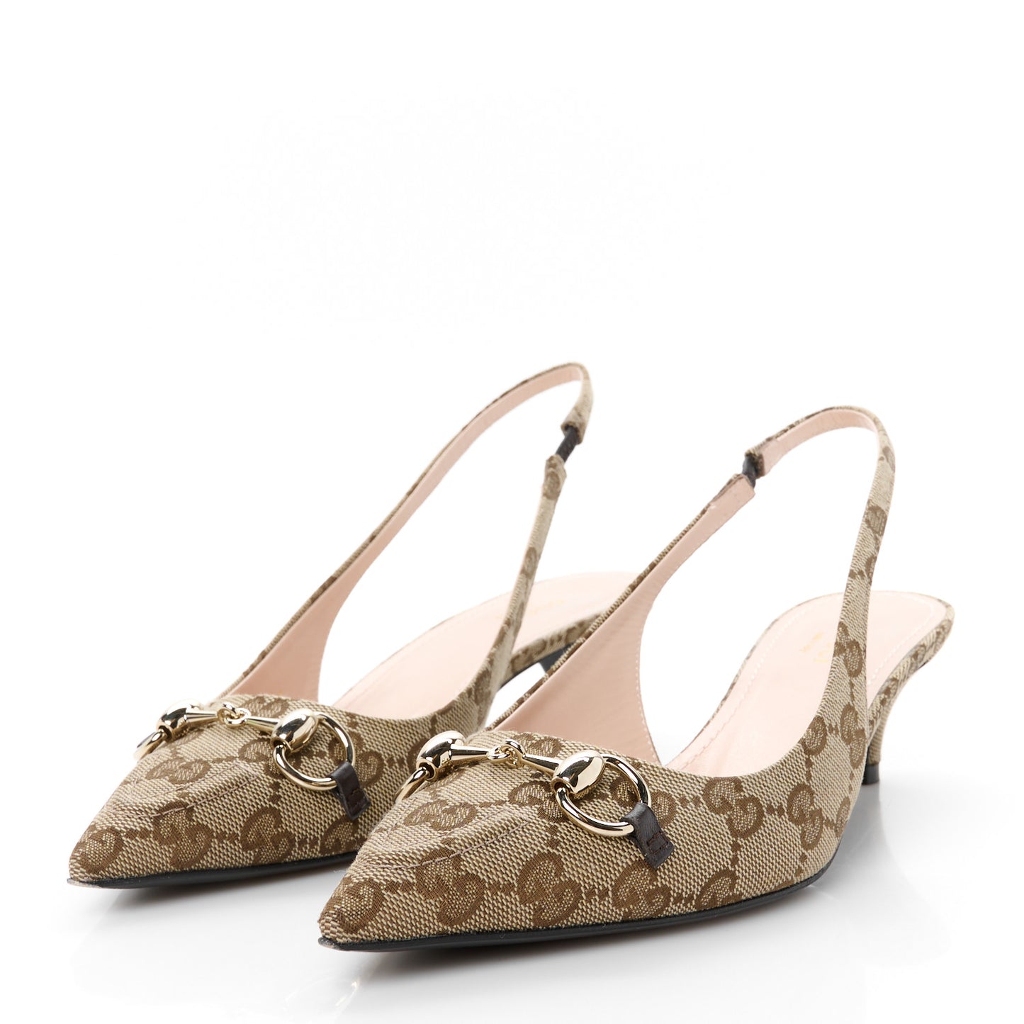 Monogram Horsebit 35mm Slingback Pumps 39 Beige Ebony Cocoa 37.5 Beige Ebony Cocoa