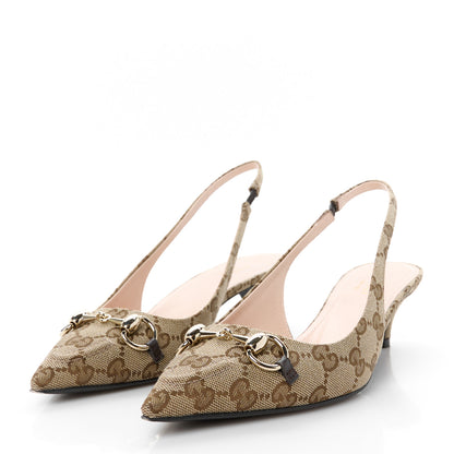 Gucci Monogram Horsebit 35mm Slingback Pumps 39 Beige Ebony Cocoa 37.5 Beige Ebony Cocoa 4 of 11