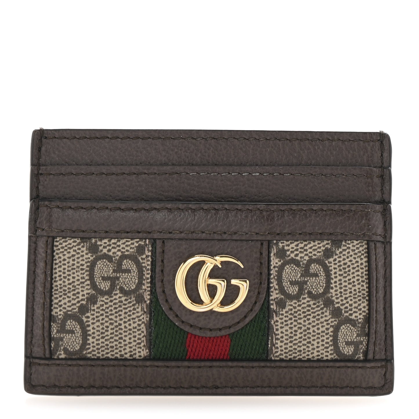GG Supreme Monogram Ophidia Card Holder Brown