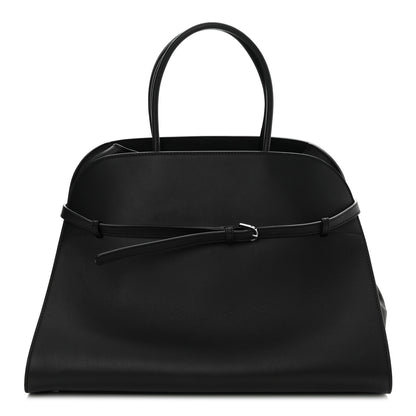 The Row Polished Saddle Calfskin Soft Margaux Belt 15 Black 1 of 12