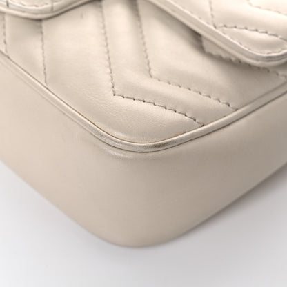 Gucci Calfskin Matelasse Super Mini GG Marmont Shoulder Bag White 9 of 19