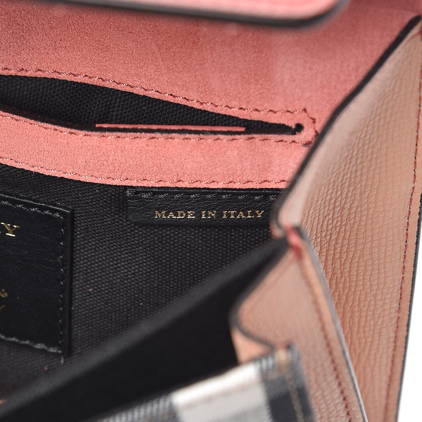 Derby Calfskin House Check Small Macken Crossbody Bag Copper Pink