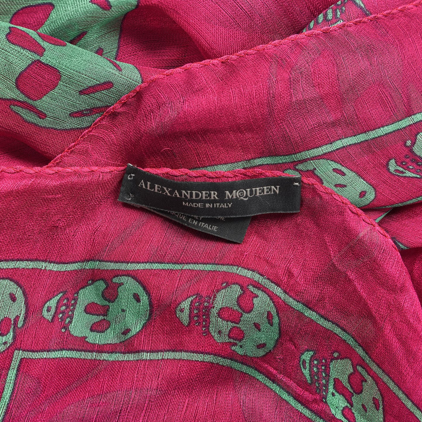 Silk Chiffon Skull Scarf Pink Green