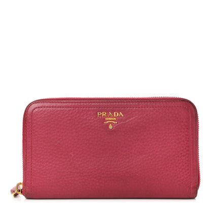 Prada Vitello Daino Zip Around Wallet Peonia 1 of 10