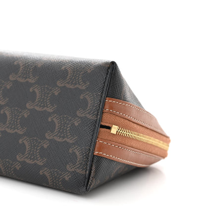 Celine Triomphe Canvas Lambskin Clutch On Chain Tan 10 of 11