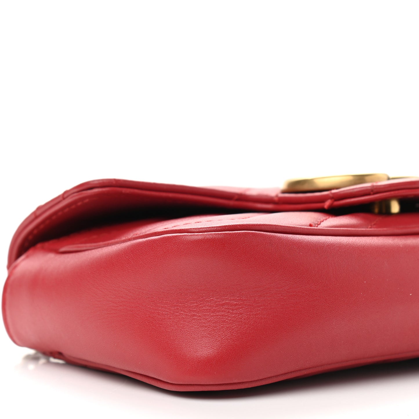 Calfskin Matelasse Super Mini GG Marmont Shoulder Bag Hibiscus Red