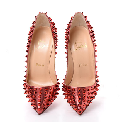 Christian Louboutin Metallic Patent Follies Spikes 120 Pumps 36.5 Red 5 of 12