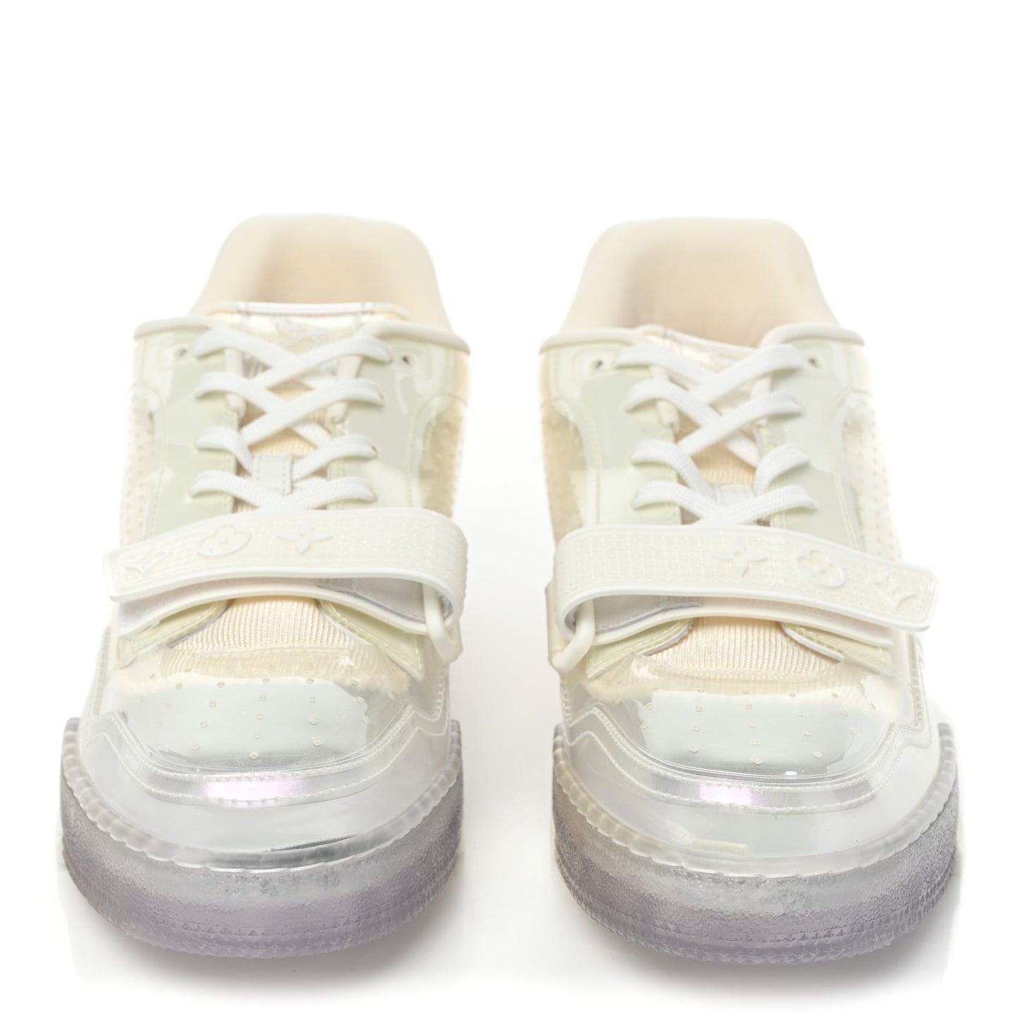 Mix Materials Transparent Monogram Mens LV Trainer Sneakers 8 White