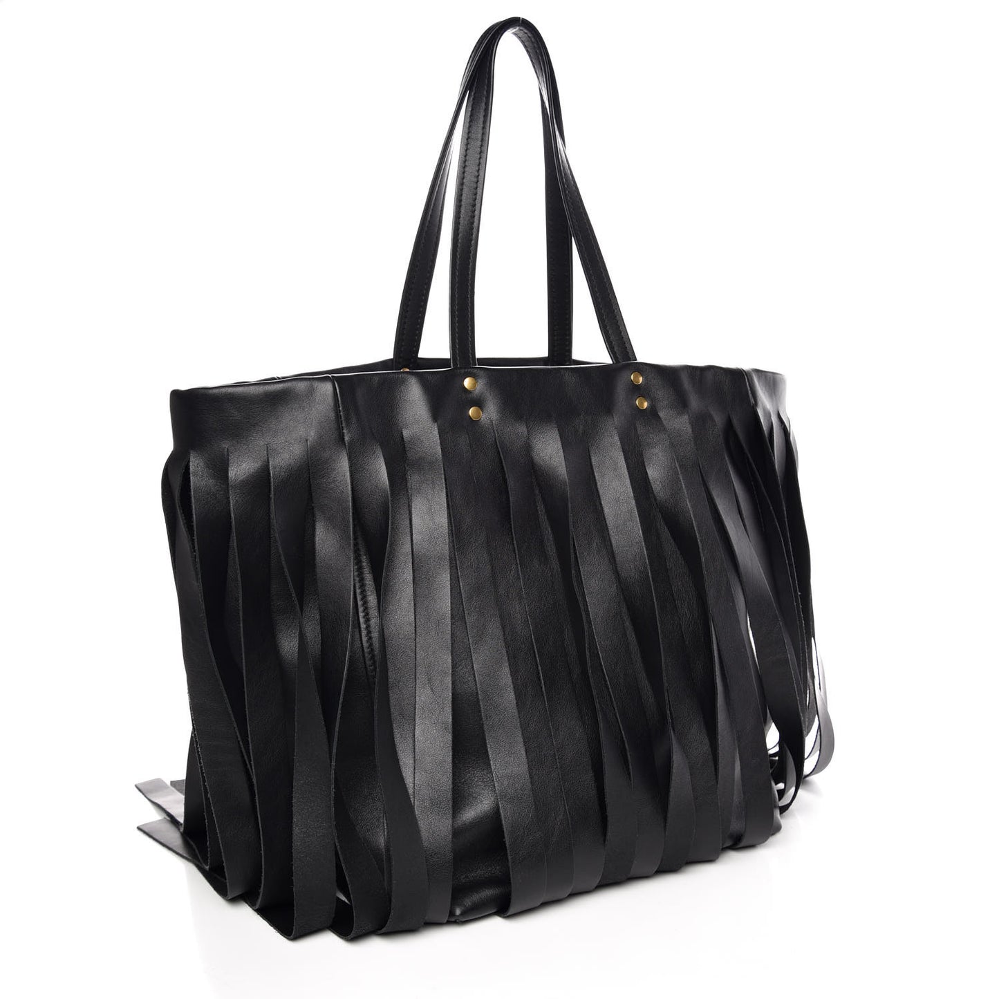 Calfskin Fringe Laundry Cabas Black