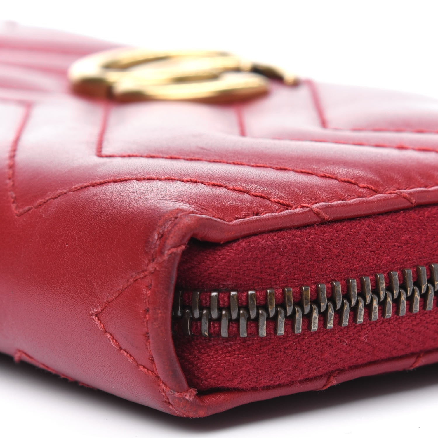 Gucci Calfskin Matelasse GG Marmont Zip Around Wallet Hibiscus Red 4 of 4