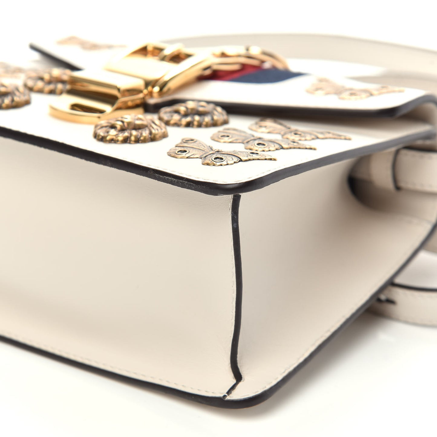 Calfskin Animal Studs Mini Sylvie Top Handle Bag White
